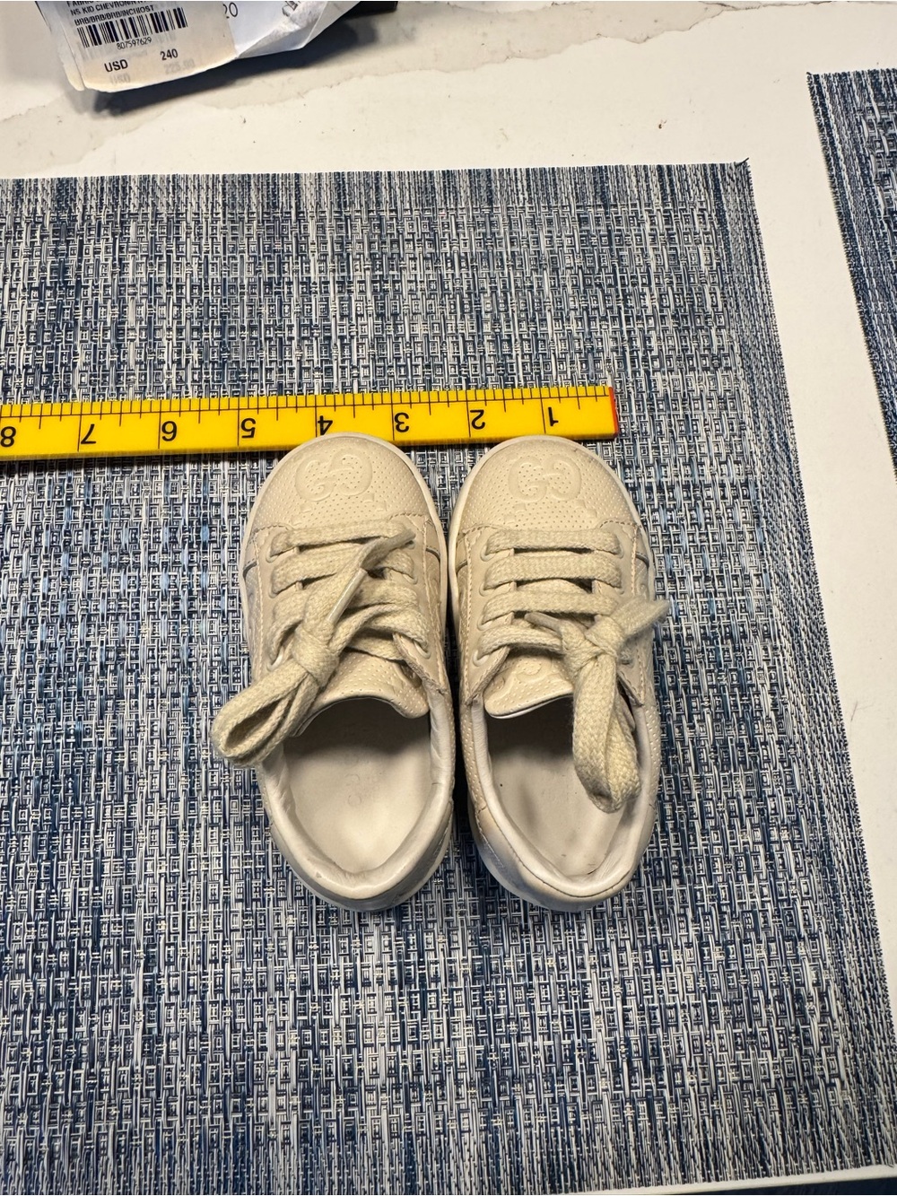 Gucci Cream Leather Kids Lace-Up Sneakers